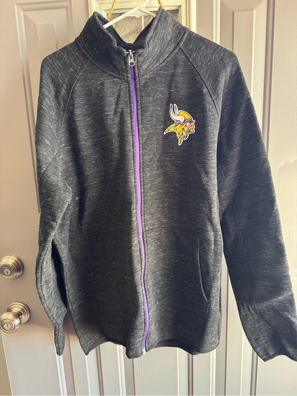 NFL Minnesota Vikings Black Heather Full-Zip Jacket with Purple Trim